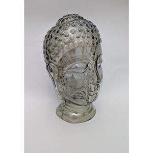 Irridescent Smoked Glass Budda Head Sculpture